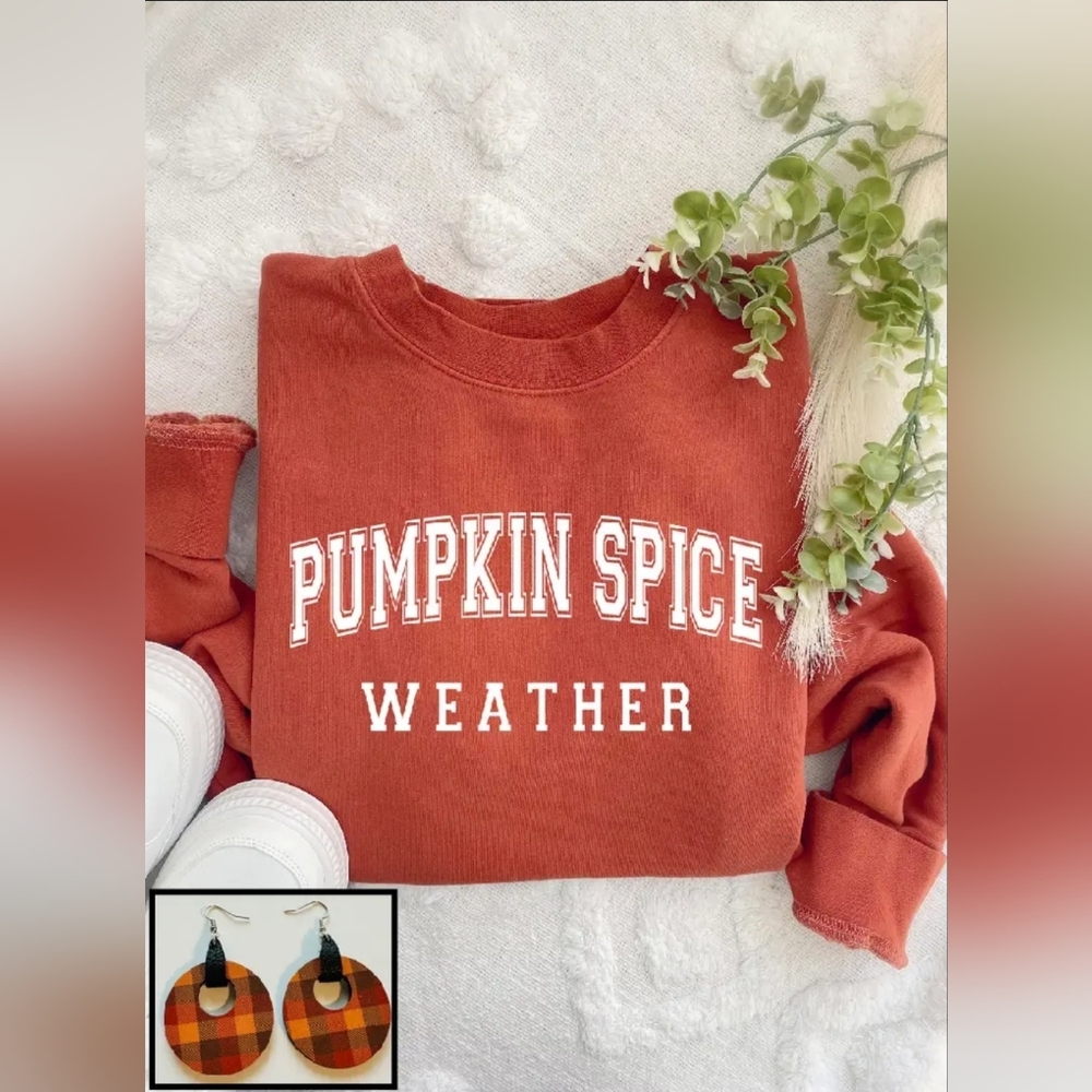 Pumpkin Spice Crew Neck Sweater - Rust